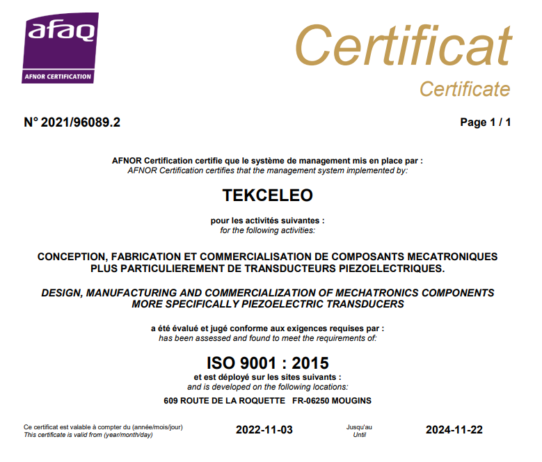 ISO 9001 certificat