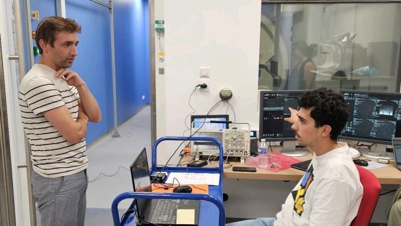 Engineers during PROMI MRI conditional actuation platform testing